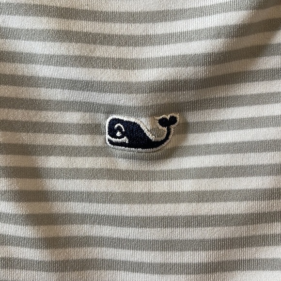 Vineyard Vines men’s performance polo gray white stripe XL whale - Picture 3 of 6